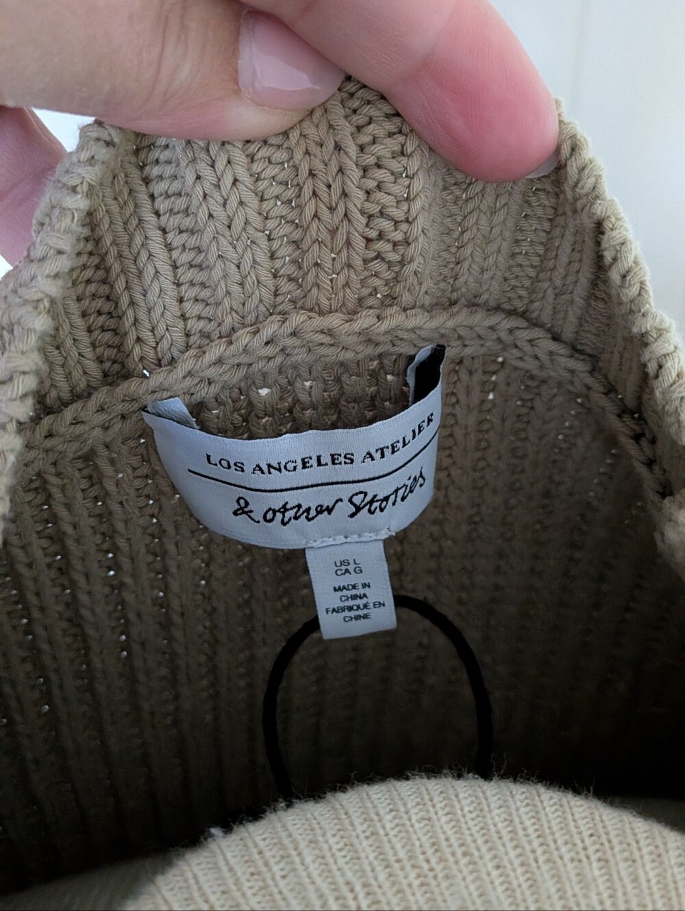 & Other Stories Tan Ribbed Knit Turtleneck Sweater